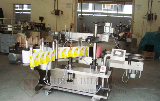 Two Side Sticker Labeling, Cosmetic, food, Hair oil bottle labeler machine
